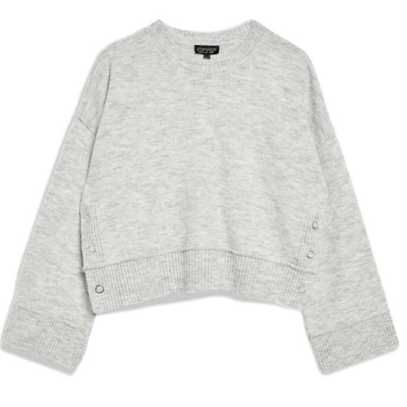 Topshop Sweaters - Topshop Mo Seam Detail Popper Sweater Cropped